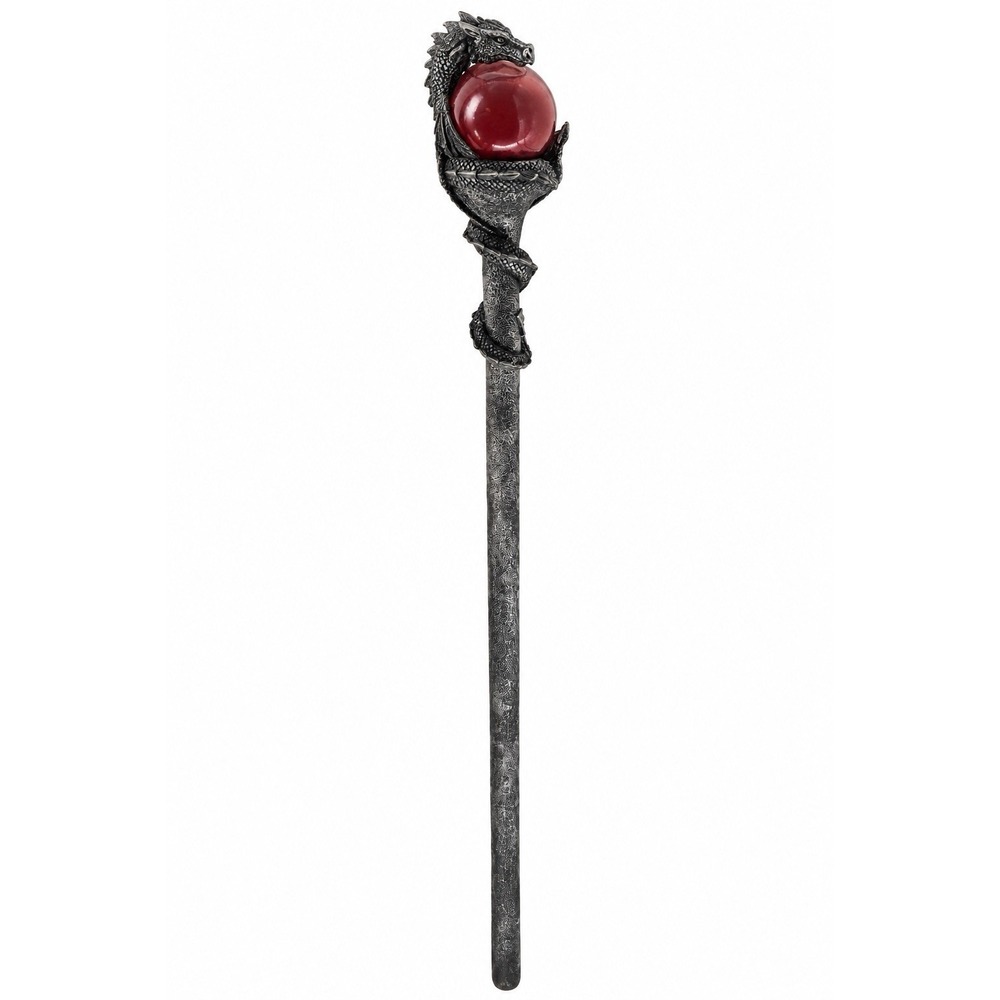 Spirit Halloween Dragon Staff Red Crystal Orb Gothic Wizard Sorcerer Costume 35